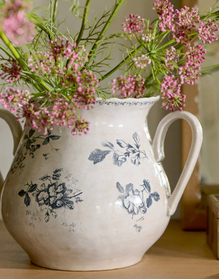 Heirloom Garden Navy Floral Vase with Handles