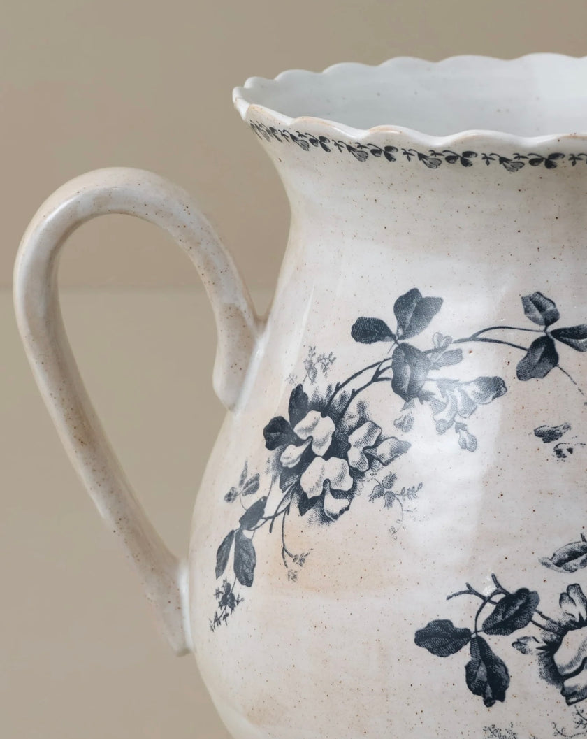 Heirloom Garden Navy Floral Vase with Handles