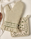 Magnolia Olive Pin Stripe Oven Mitt + Pot Holder Set