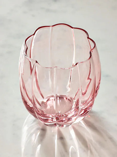 Set of 4 Pink Ottilie Short Glass Tumblers