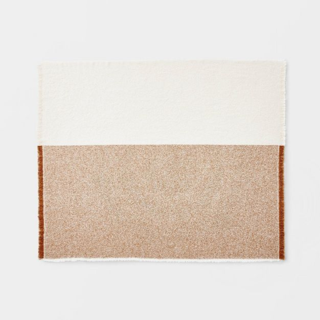 Color Block Boucle Throw Blanket