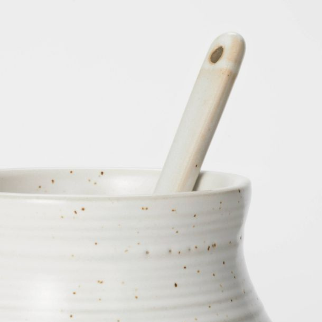 Stoneware Jar with Spoon