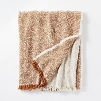 Color Block Boucle Throw Blanket