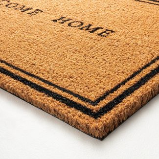 Welcome Home Coir Doormat Black/Tan with Border