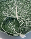 Green Cabbage Leaf Serving Bowl With Dip Bowl