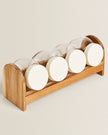 Set of 4 Spice Jars With Wooden Stand