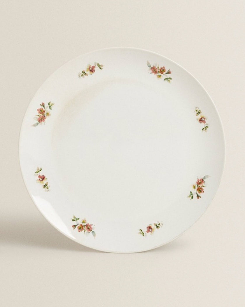 Floral Stoneware Round Large Serving Dish Platter