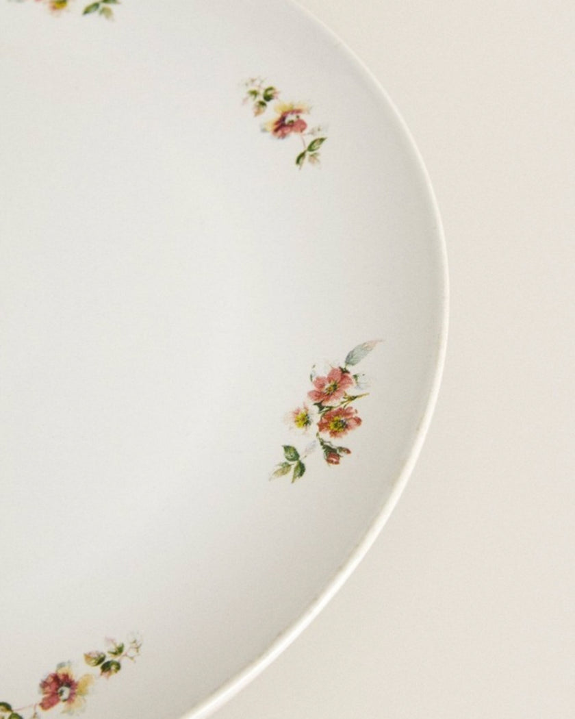 Floral Stoneware Round Large Serving Dish Platter