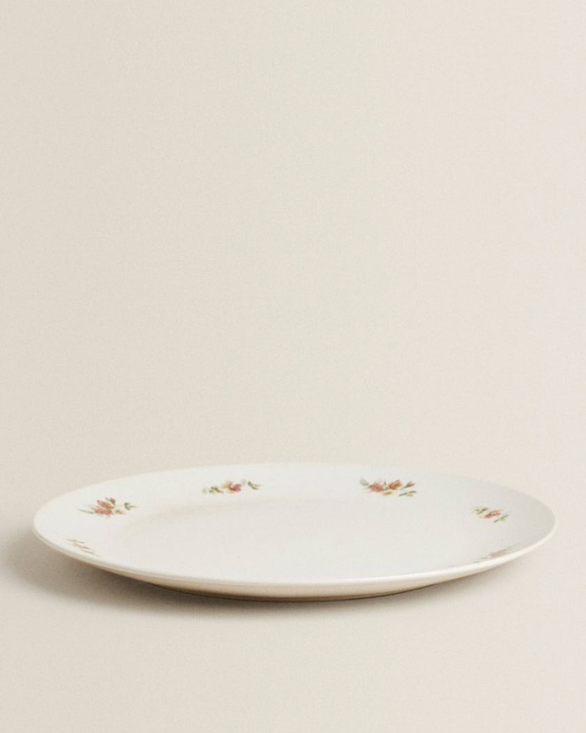 Floral Stoneware Round Large Serving Dish Platter