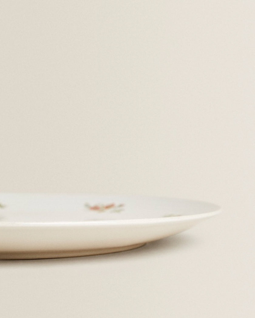 Floral Stoneware Round Large Serving Dish Platter