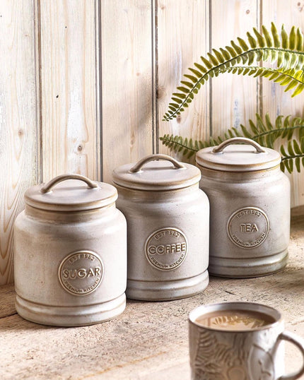 Stone Set of 3 Kitchen Storage Jars