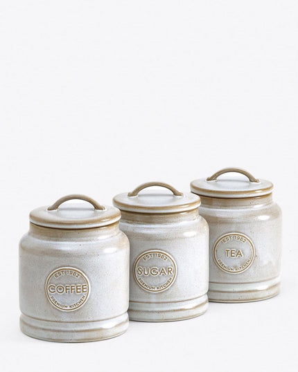 Stone Set of 3 Kitchen Storage Jars