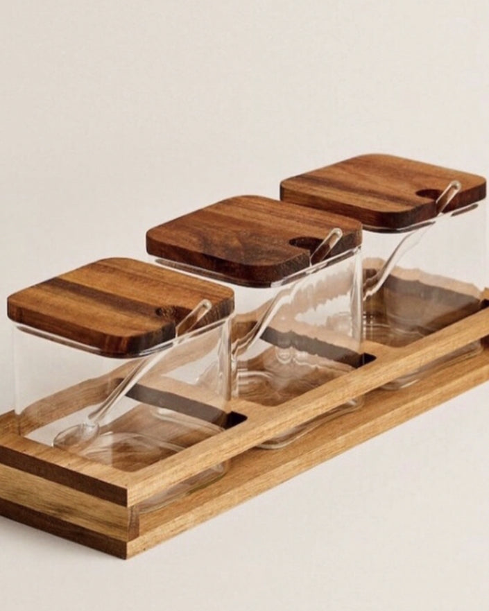 Glass Spice Rack Set Of 3