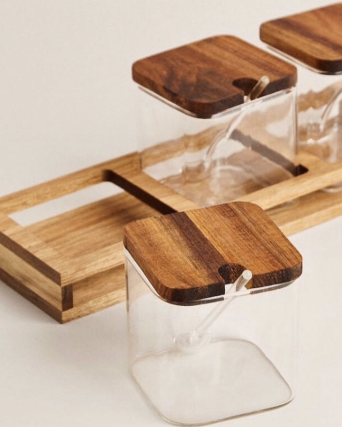 Glass Spice Rack Set Of 3