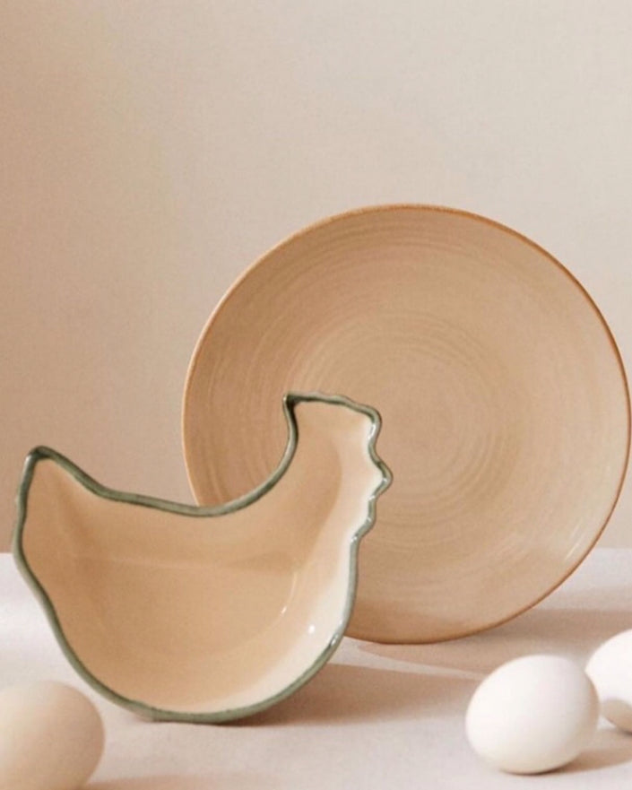 Hen-Shaped Earthenware Bowl