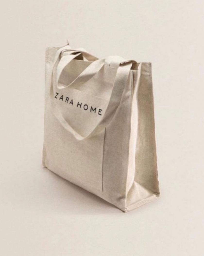 White Linen Tote in Cream