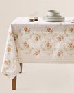 Floral White Floral Tablecloth (6-8 pax | Round)