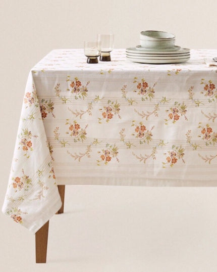 Floral White Floral Tablecloth (6-8 pax | Round)