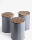 Wooden Lid Storage Tins Set Of 3