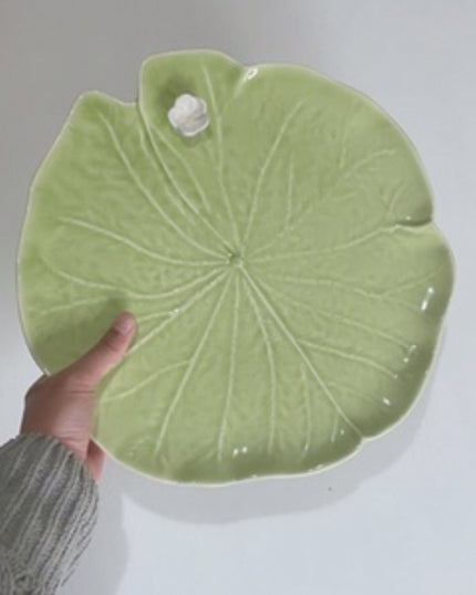 Lily Pad Serving Platter with Flower