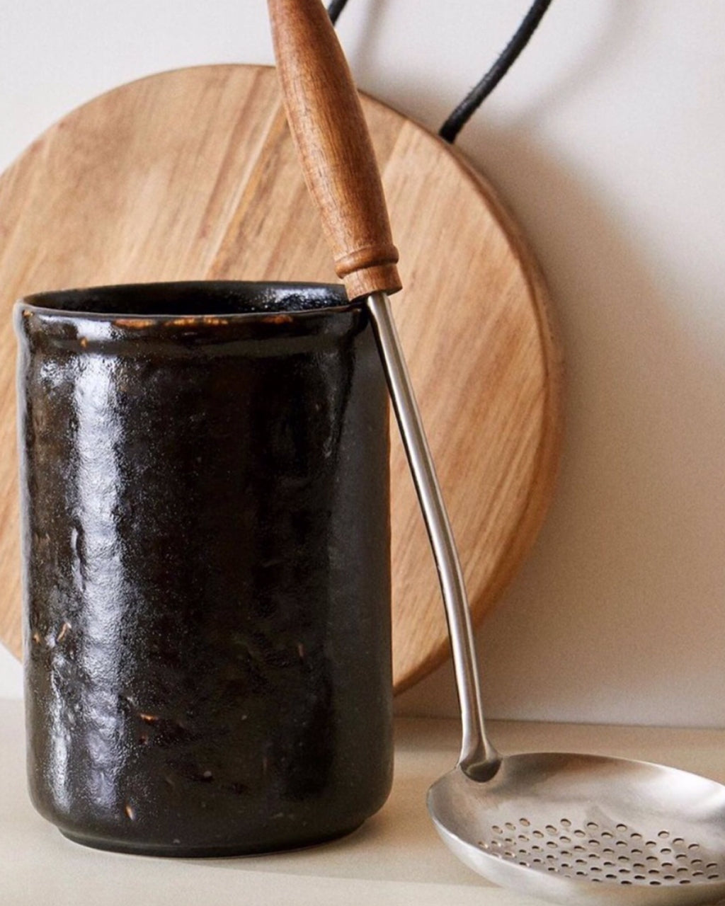 Stainless Steel Slotted Spoon With Wooden Handle Spatula