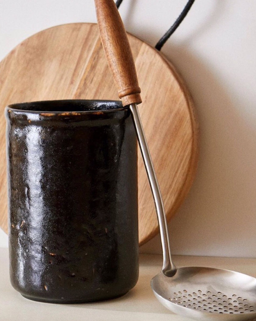 Stainless Steel Slotted Spoon With Wooden Handle Spatula