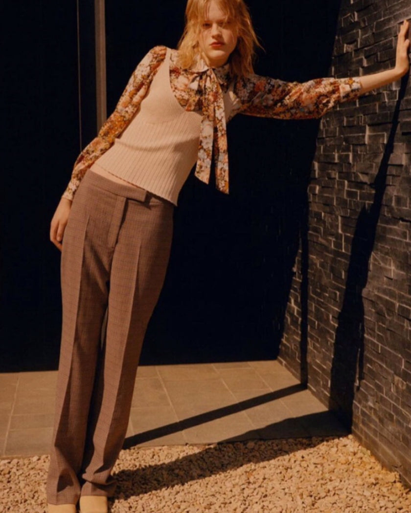 Checked Flared Trousers in S, M, L