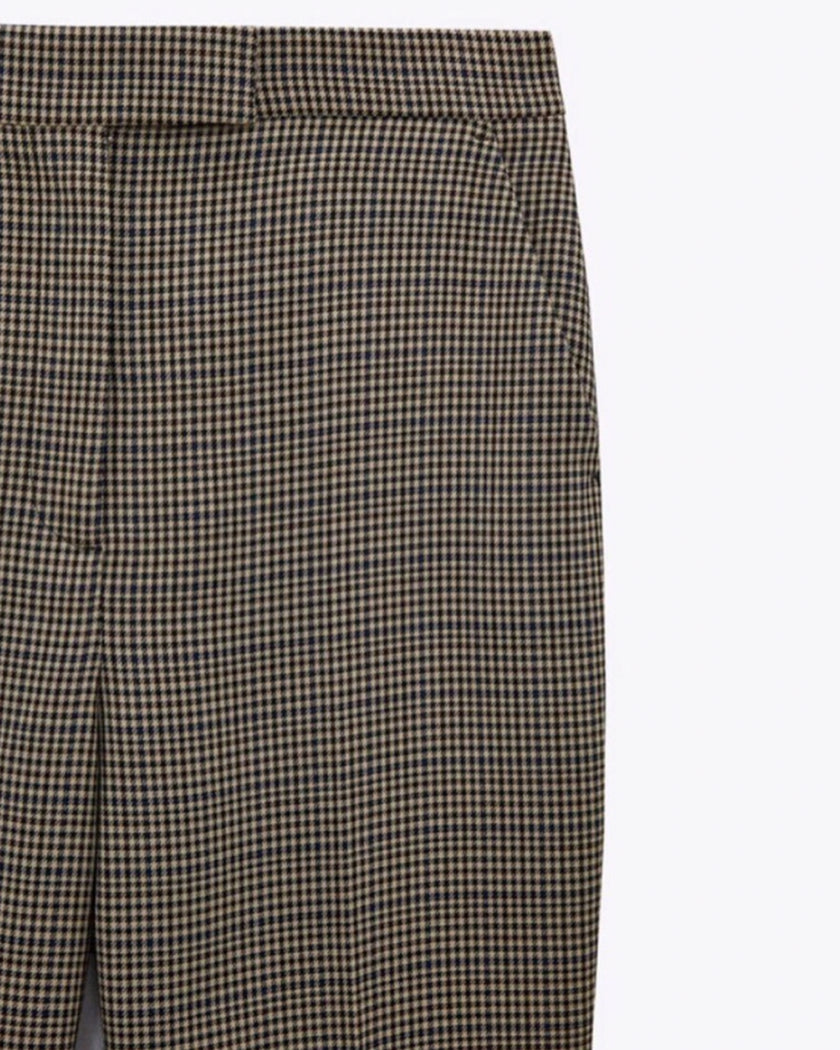 Checked Flared Trousers in S, M, L