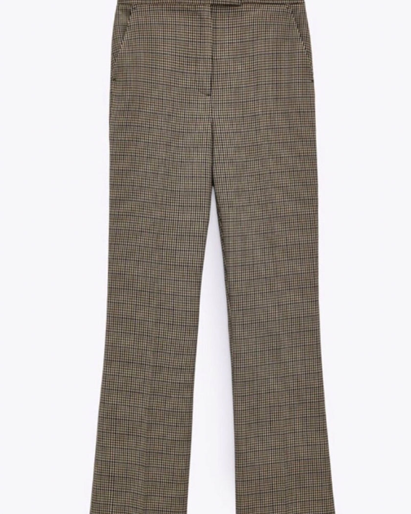 Checked Flared Trousers in S, M, L