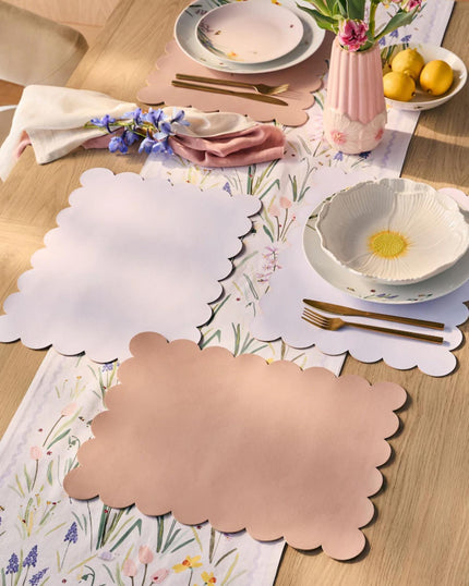 Wildlife Floral Scallop Reversible Soft Faux Leather Placemats (wipeclean)