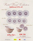 Pastel Floral Dinnerware Lilac Bloom (4 Pax Set – 14 pieces)