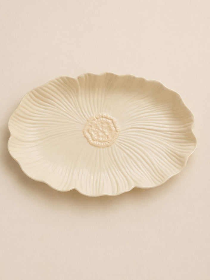 Pastel Floral Platter 30cm (Buttercup Yellow) Matte Finish