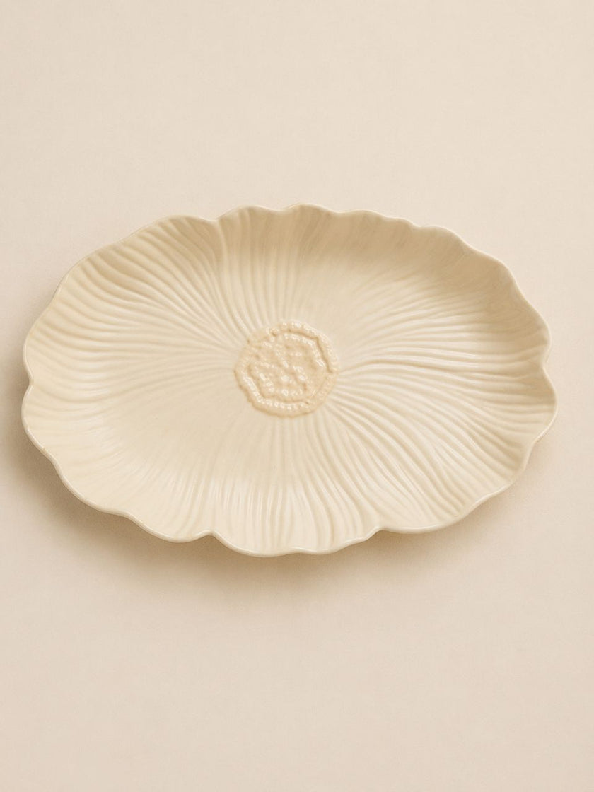 Pastel Floral Platter 30cm (Buttercup Yellow) Matte Finish