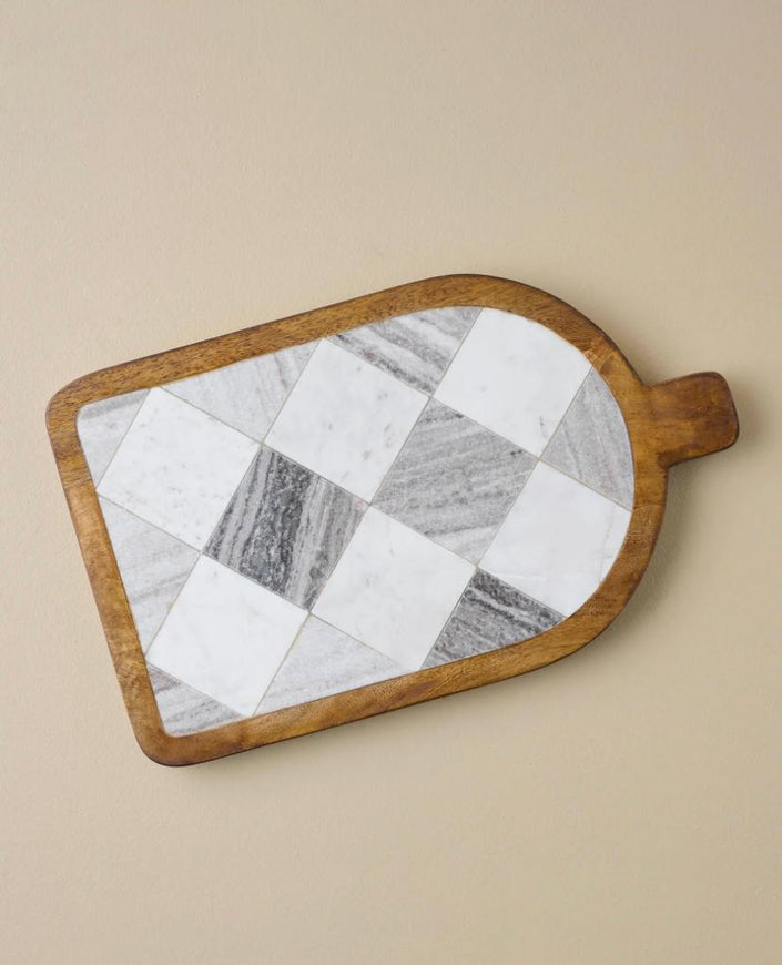 Everett Checkered Marble Serving Board