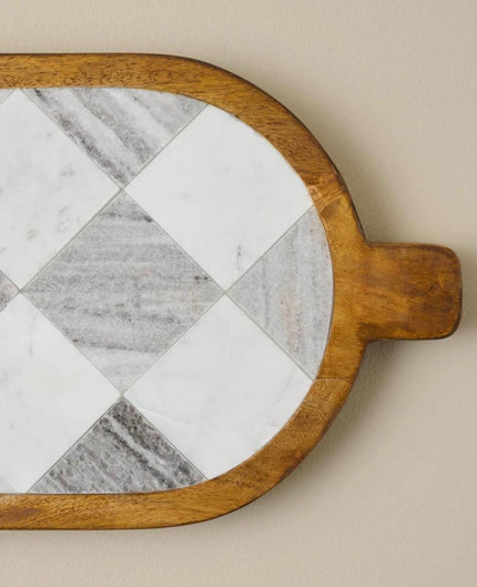 Everett Checkered Marble Serving Board