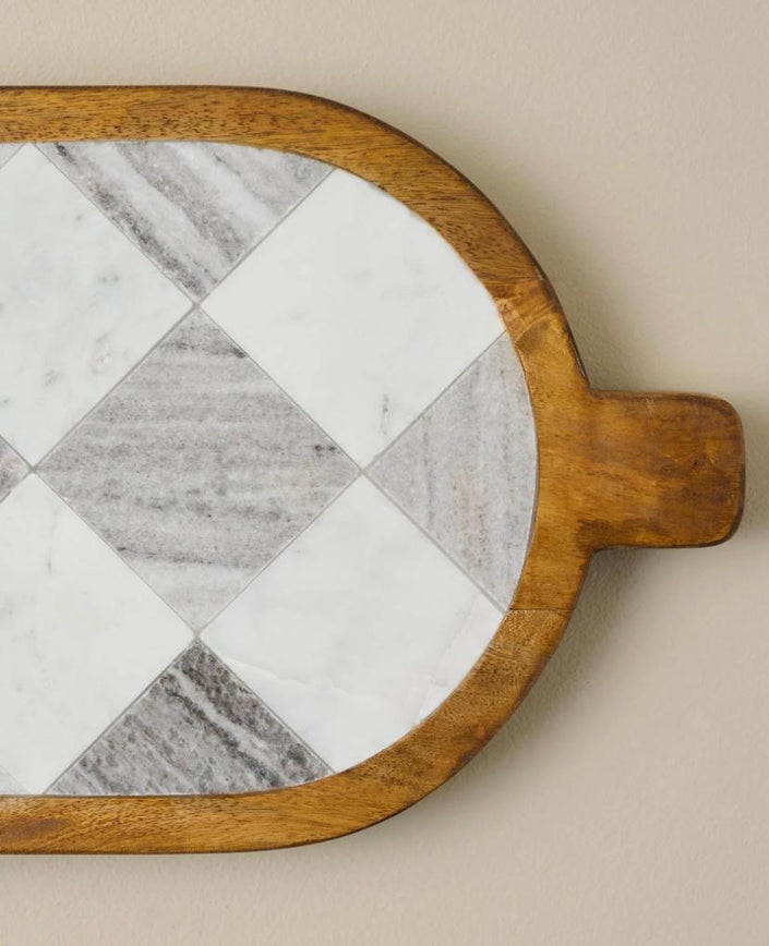 Everett Checkered Marble Serving Board