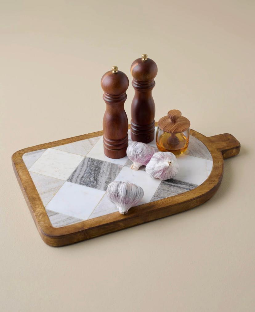 Everett Checkered Marble Serving Board