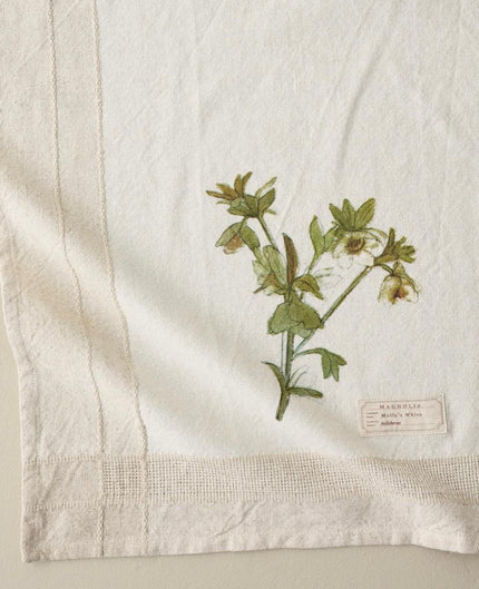 Magnolia Molly's White Garden Tea Towel