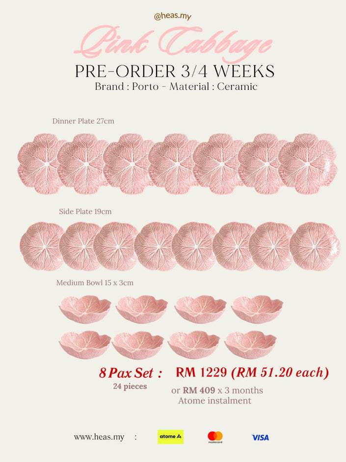 Pink Cabbage 8 Pax Set (24 Pieces)