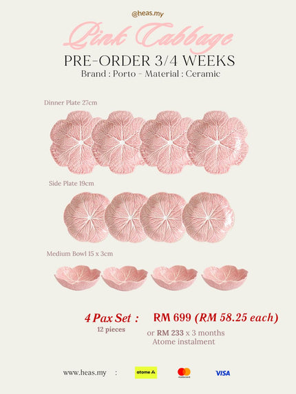 Pink Cabbage 4 Pax Set (12 Pieces)