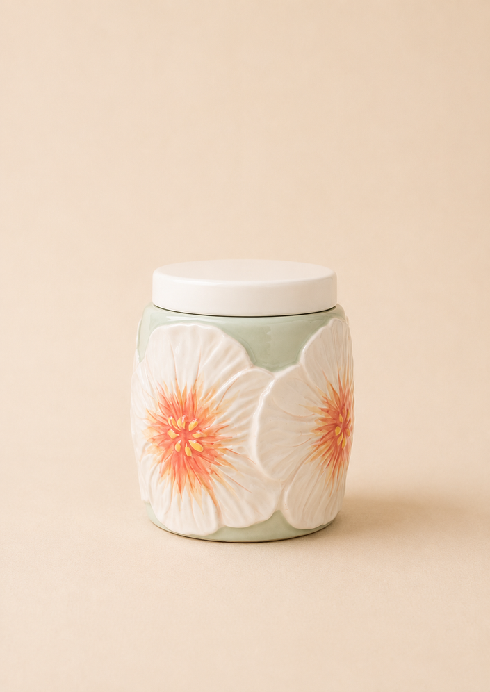 Pastel Wildflower Floral Storage Jar (Green)