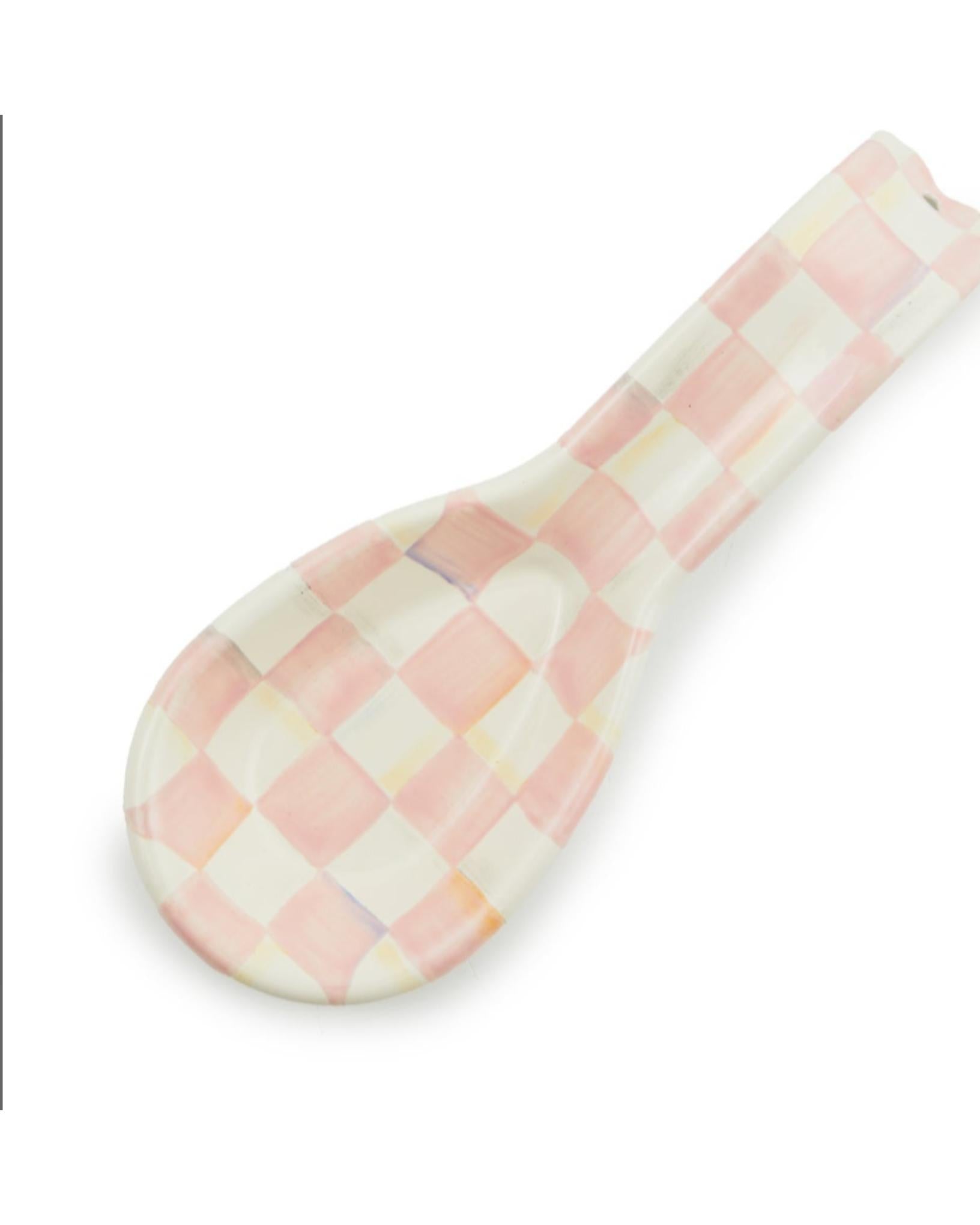 Rosy Check Enamel Spoon Rest