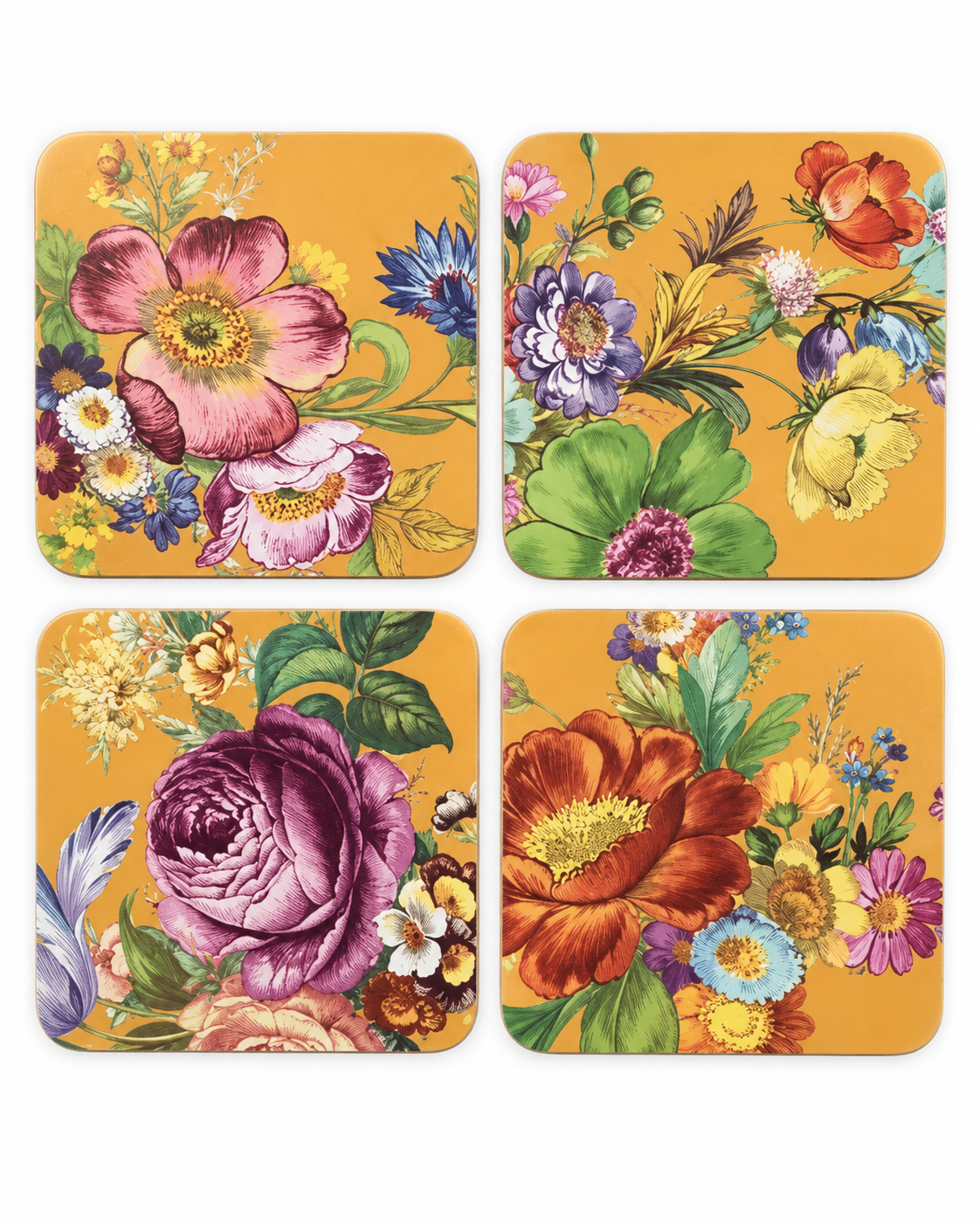 Flower Market Ochre Cork Back Coasters