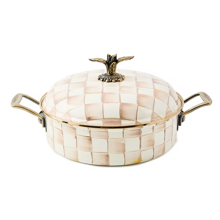 Mocha Check Enamel Casserole
