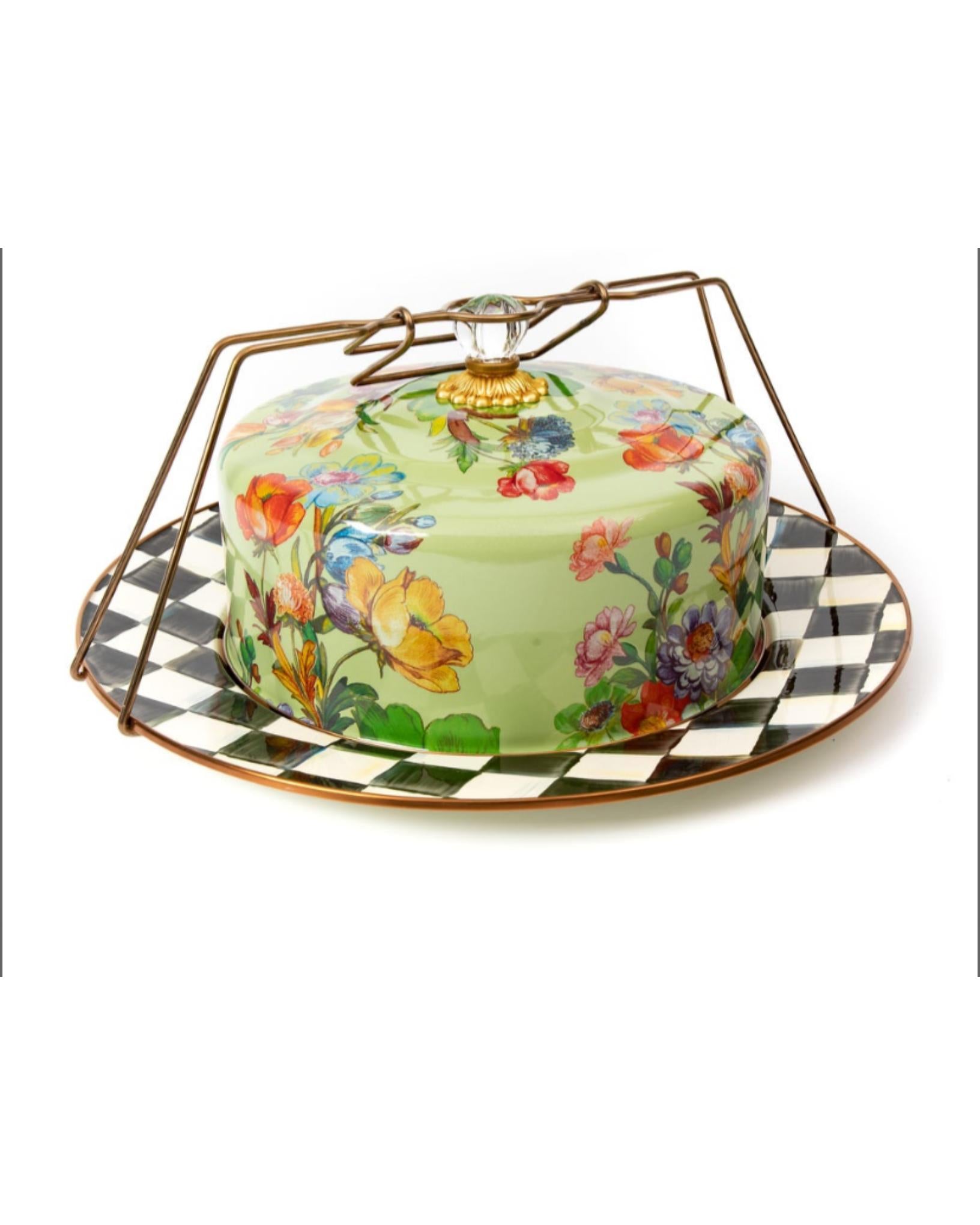 Green Flower Market Cake Carrier