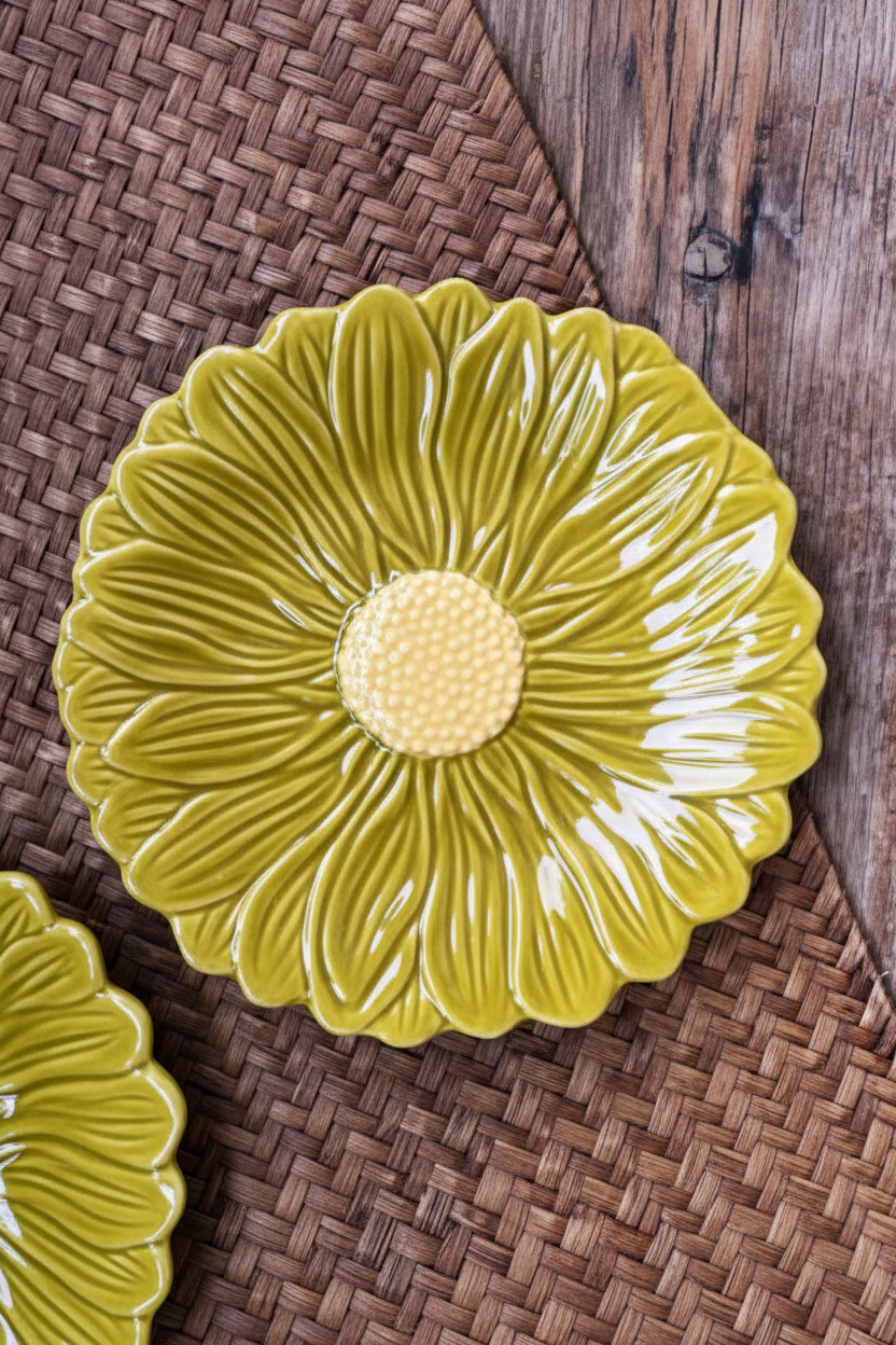 Floral Green Dessert Plate
