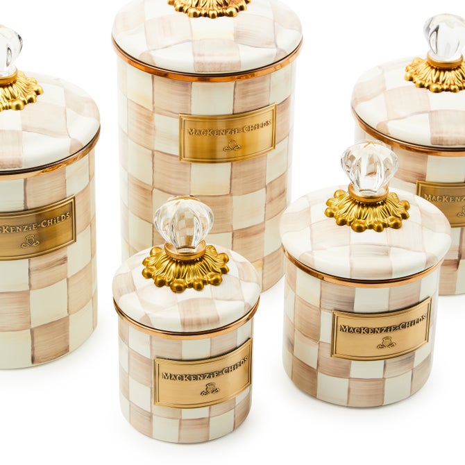 Mocha Check Canisters