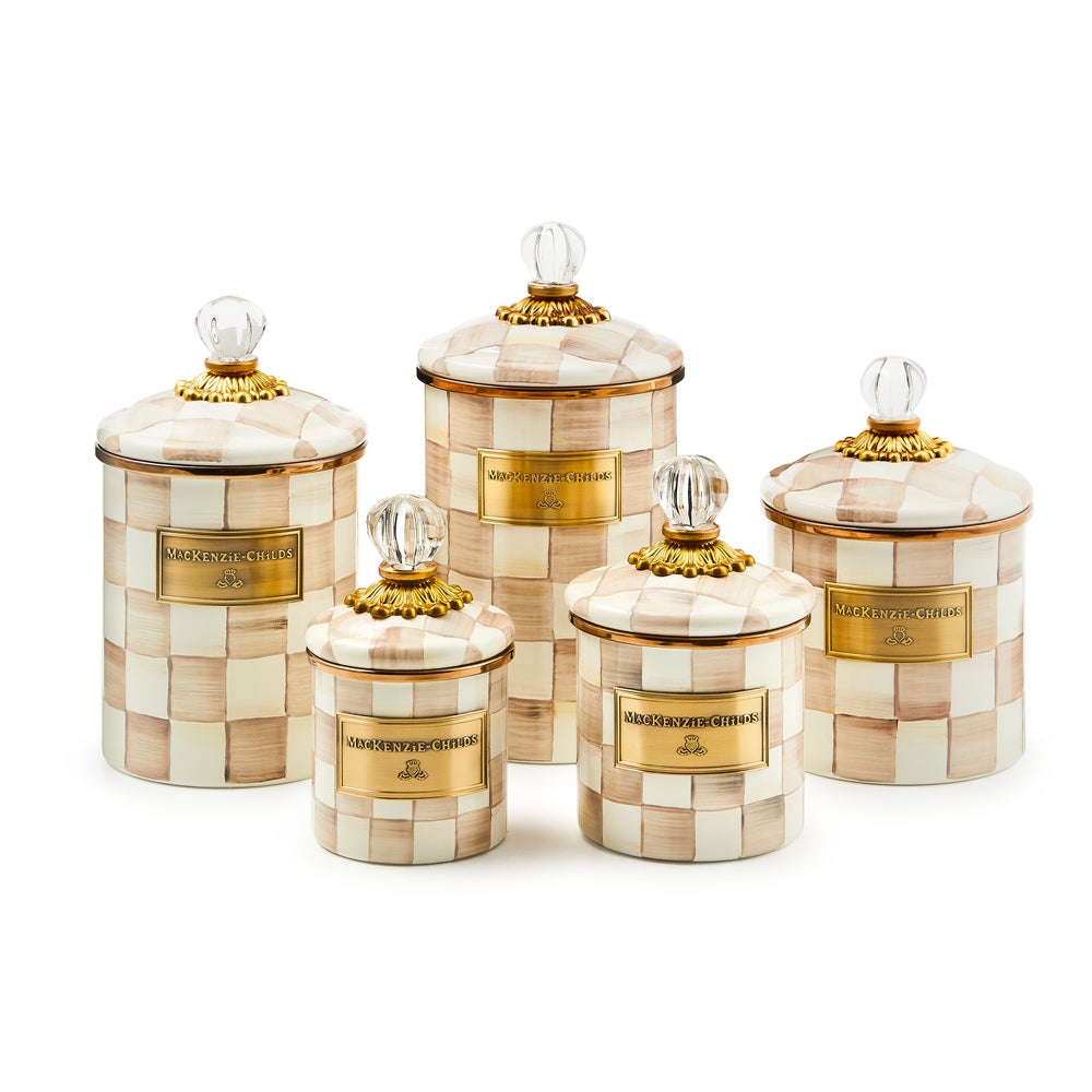 Mocha Check Canisters