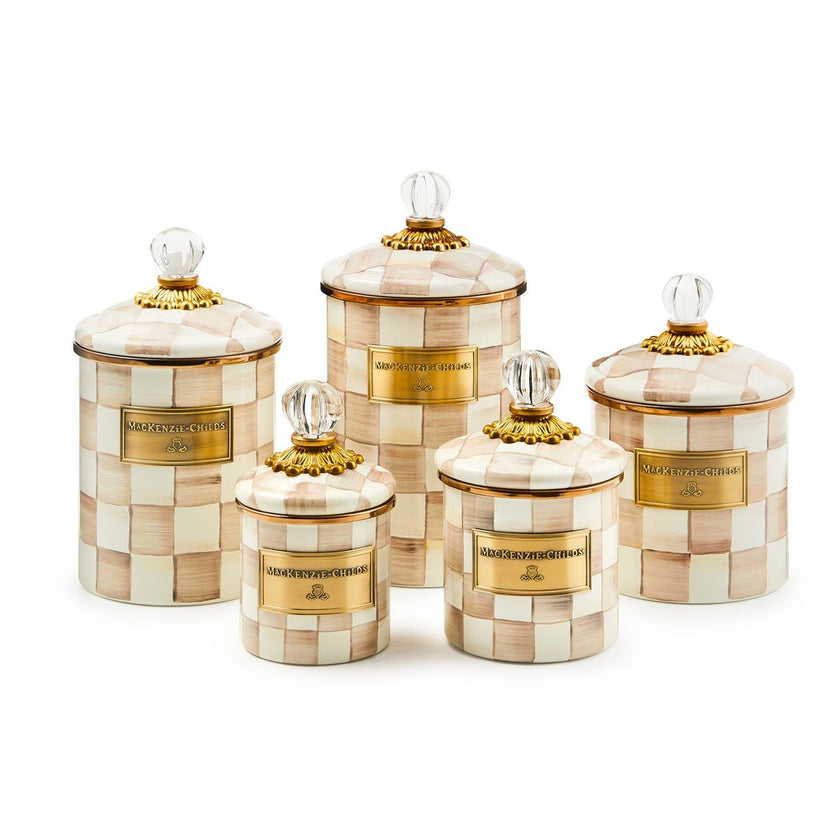 Mocha Check Canisters