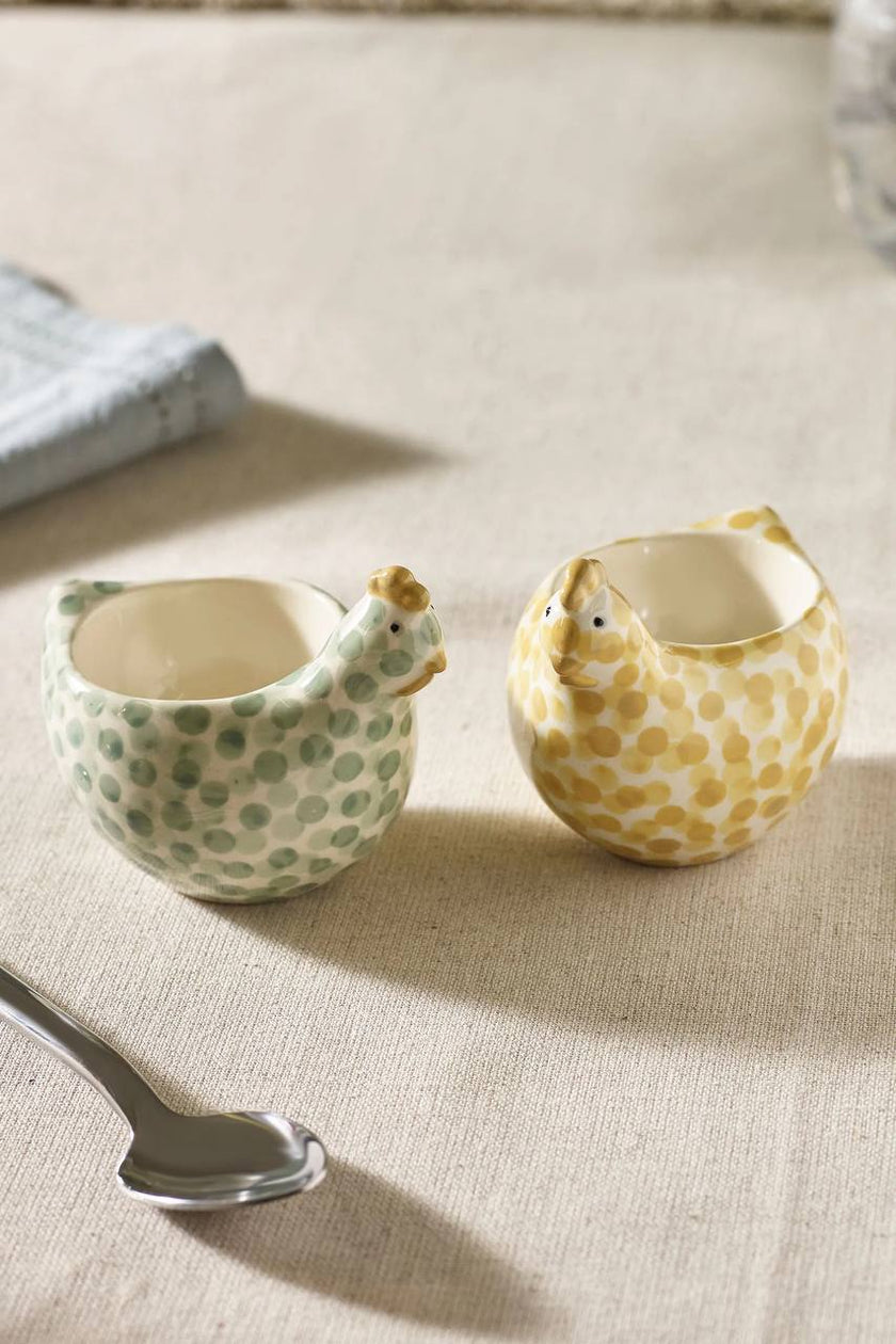 Sage Green Set of 2 Pat and Peggy Chicken Egg Cups